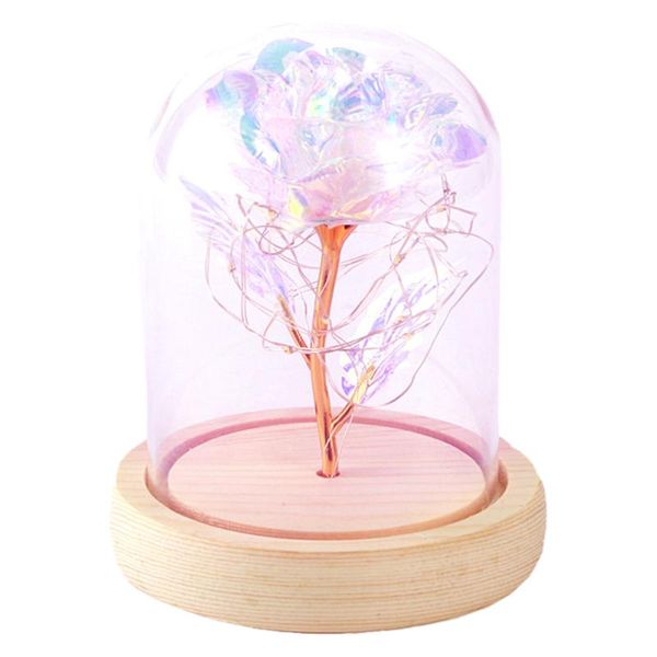 

valentine's day gift foil rose flower led lights in glass dome without battery decorative flowers & wreaths