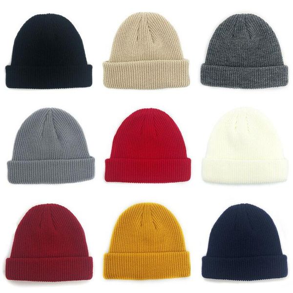 

beanies [yarbuu] solid color warm knitted brimless hat men winter autumn hip hop skull cap street beanie melon