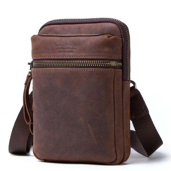 

retro men waist pack genuine leather shoulder bag gentleman chic cow crossbody bags