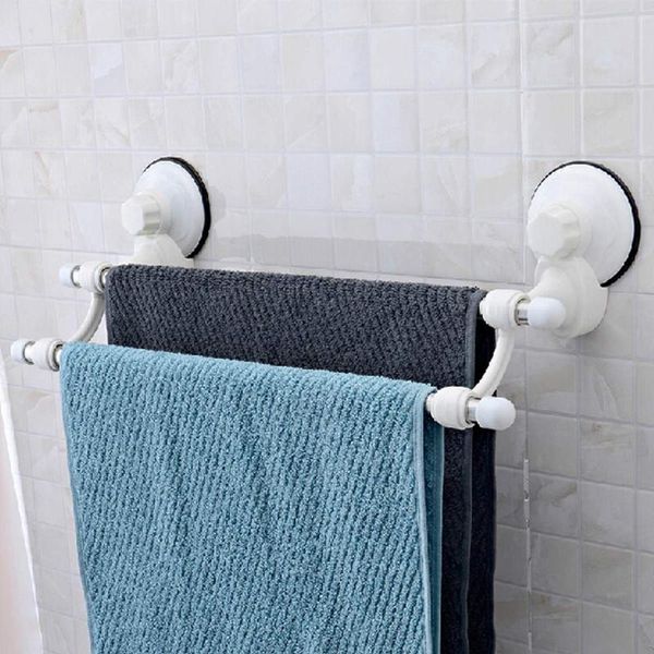 

towel racks suction cup wall mounted bathroom double rail holder storage bars