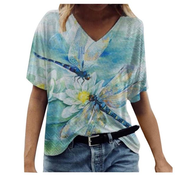 

women's t-shirt flowering tree graphic woman short sleeve v-neck female tees elegant pulovers summer 2021 clothing t shirt, White