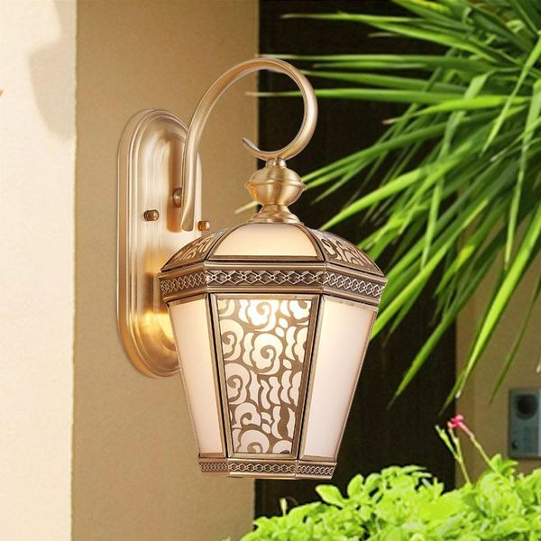 

all copper chinese outdoor wall lamp waterproof garden exterior balcony aisle bedroom living room bedside e27 lamps