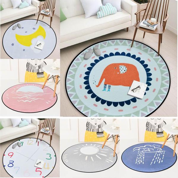 

carpets cartoon cute elephant round carpet weather cloud moon sun children's room tents crawling living anti-slip floor mat