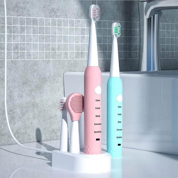 

electric toothbrush rechargeable ipx7 usb fast charging with 4 replacement brush heads for adults children smart