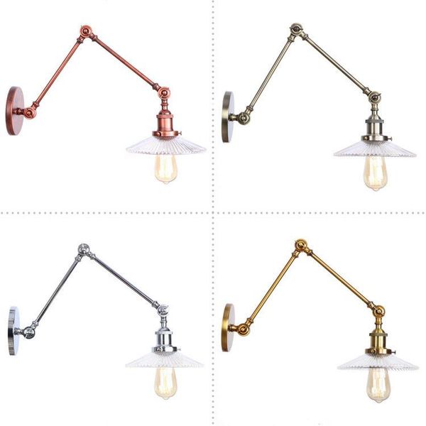 

wall lamp rh long arm glass industry retro retractable bedroom bar restaurant iron folding
