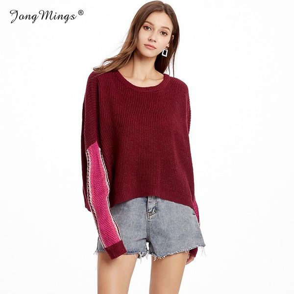 

women's sweaters 2021 women pullovers loose knitted autumn winter clothing casual long bat sleeved plus size wear, White;black