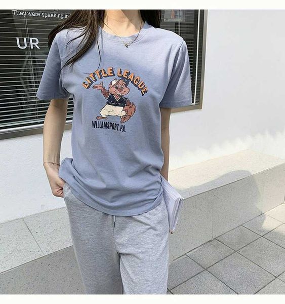 

vintage fashion girls oneck short sleeve t-shirt summer women's wear korean cartoon print tee 210607, White