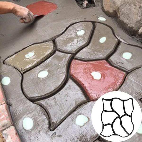 

60cmx50cm irregular pavement mold diy paving cement brick concrete path maker decorative flowers & wreaths