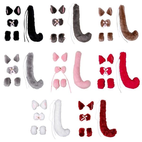 

other event & party supplies cat cosplay costume 6 pcs kitten ear and tail set with collar bow tie wristlet anime lolita gothic