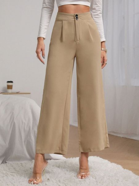 

fold pleated wide leg pants r1ld#, Black;white