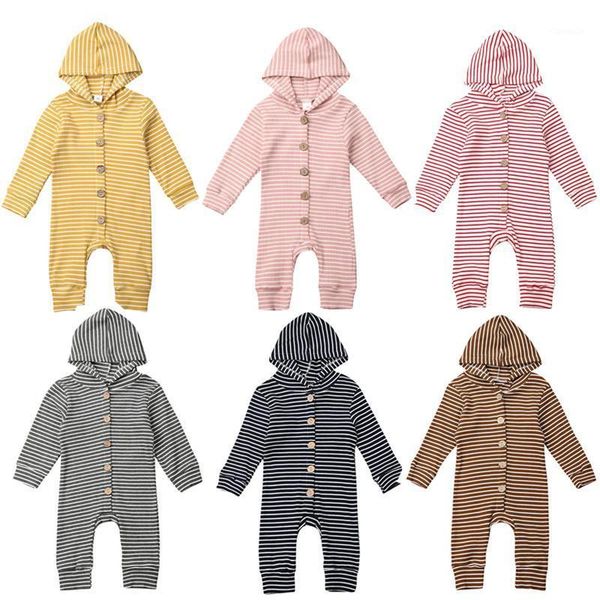 

jumpsuits baby & children's born kids boy girl autumn winter striped hooded romper jumpsuit clothes outfits, Blue