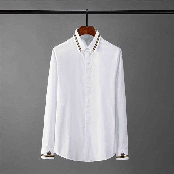 

tee shirt shirt long sleeve luxury contrast color hand-made crown party mens shirts fashion slim fit cotton man shrits, White;black