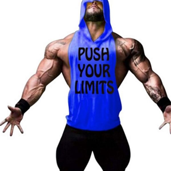 

push your limits men vests summer hooded tanks athletic top, White;black