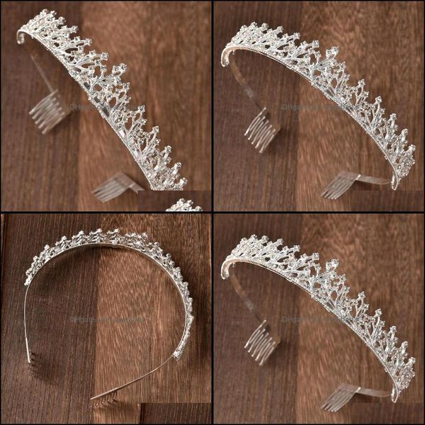 

hair clips & barrettes jewelry carddoor european and american alloy rhinestone women girl comb crown wedding bride tiara aessories drop deli, Golden;silver