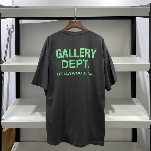 

brand correct version of gallery dept basic letter printing wash water used men's and women's loose short sleeve t-shirt, White;black