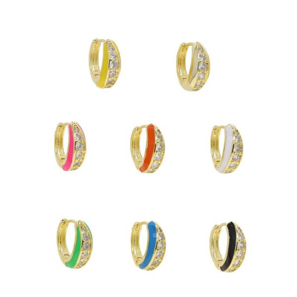 

hoop & huggie summer arrived candy colorful enamel earring 8 colors, Golden;silver