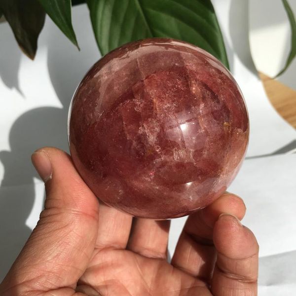 Oggetti decorativi Figurine Bellissima sfera di cristallo di quarzo fragola naturale Guarigione minerale