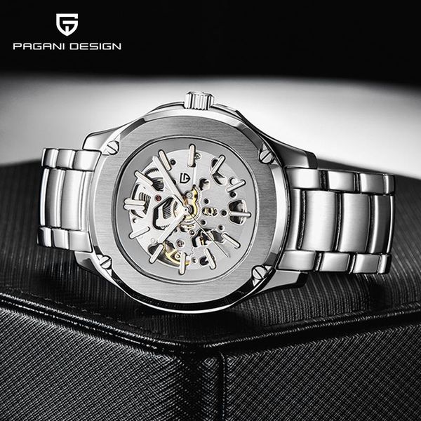 

wristwatches pagani design stainless steel automatic men's watches hollow mechanical sports wristwatch fashion watch 2021, Slivery;brown
