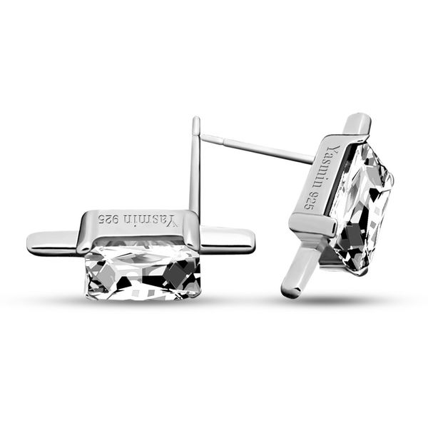 

fashion rectangle charm for women geometirc 925 silver dazzling square zircon black /blue earrings 2021 trend jewelry, Golden