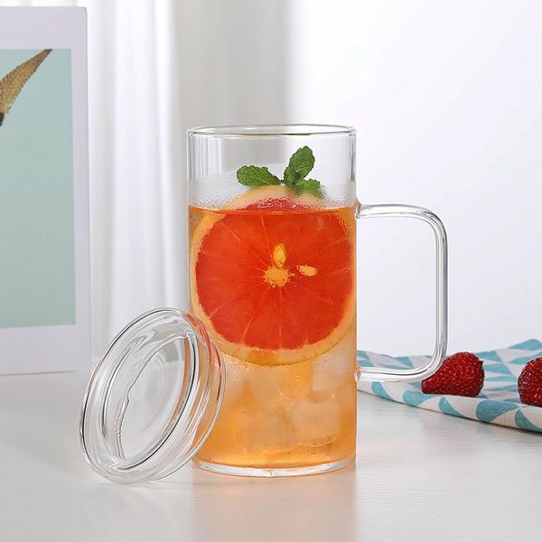 

wine glasses 650ml modern simple large capacity glass with lid office tea cup home transparent lemonade juice men's single layer