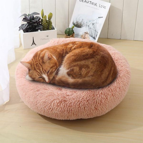 

pet dog bed fluffy soft plush donut cuddler round kennel ultra washable cat cushion winter warm sofa sell beds & furniture