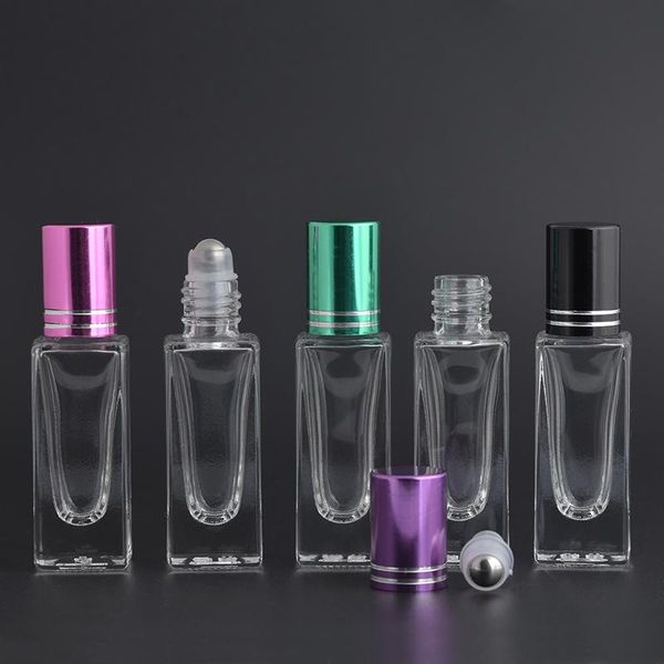 

- 7ml mini steel ball bottle empty refillable roll on for essential oil travel transparent glass perfume storage bottles & jars