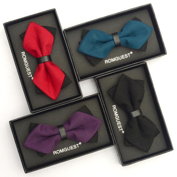 

2020 new fashion designer mens rhombus bow tie wedding party formal suit double fabric bowtie solid color necktie butterfly knot, Black;gray