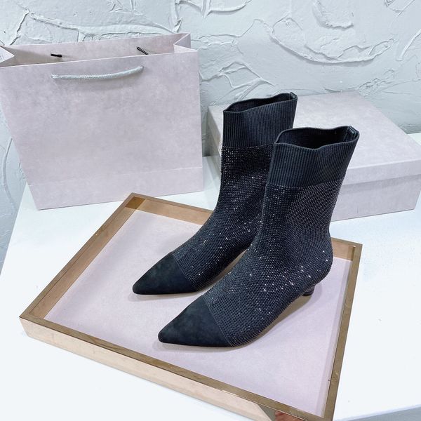 

european and american style stitched drill thin high-heeled boots match with clothes, high sense, burst out, size 35-40, Black