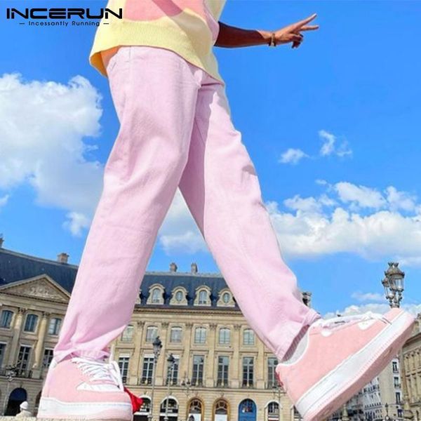 

men's pants fashion men straight joggers button solid color pockets casual trousers 2021 streetwear pantalones hombre s-5xl incerun, Black