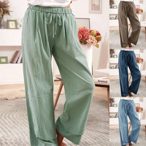 

summer women's casual pants wide leg mixed cotton quick drying, Black;white