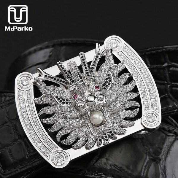 

belts mcparko real crocodile leather belt men fashion chinese loong totem buckle luxury high-end waist straps husband gifts, Black;brown