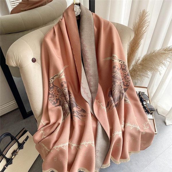 

scarves winter scarf women warm cashmere pashmina shawls warps female thick blanket horse print 2021, Blue;gray