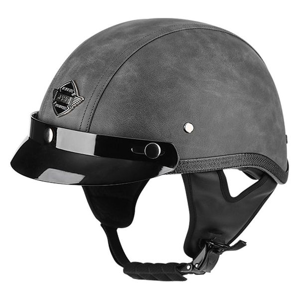 

motorcycle helmets 2021 jyt retro half face pu leather handmade helmet scotter motorbike vintage cascos para moto jet cafe racer