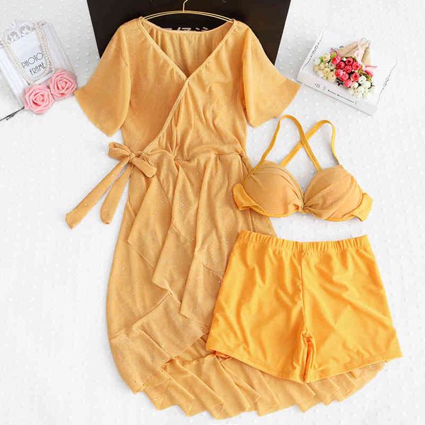

swimwear swimwear for fat women conservative set with female cover meat three-piece suit long bikini big size bikinis, White;black