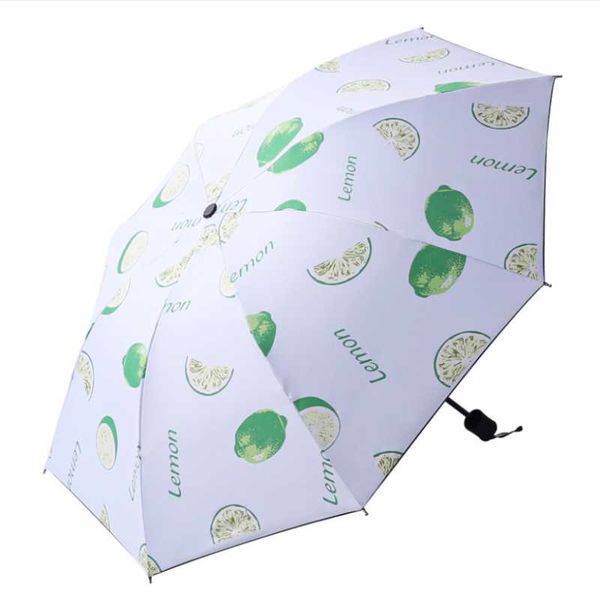 

umbrellas ins cute lady sunny and riany three floding blackcoating fruit umbrella