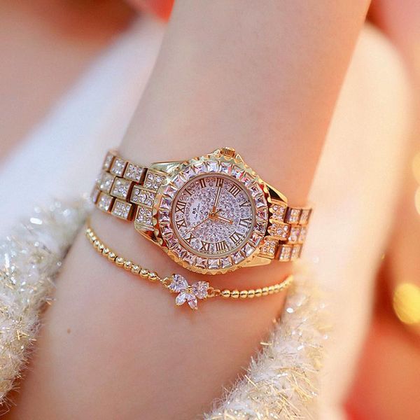 

montre femme crystal fashion quartz ladies wrist watches bling diamond gold women wristwatch 2021 be sister wristwatches, Slivery;brown
