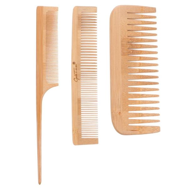 

hair brushes 3pcs hairdressing bamboo comb barber detangling for men, Silver