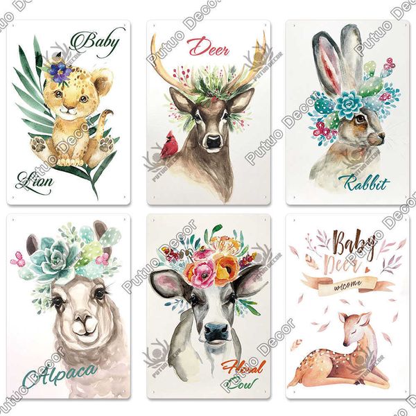 

putuo cute animal metal tin sign poster easter rabbit my angel baby daughter little fairy birthday gift love wall decor