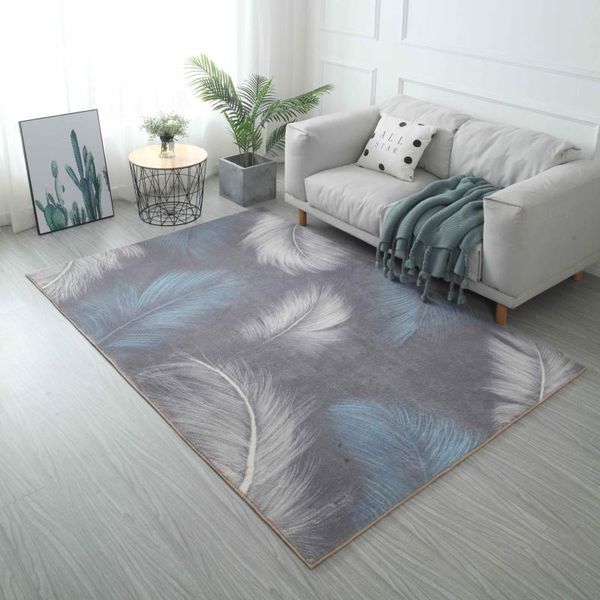 

carpets plush fabric living room rug carpet for bedroom decor feather pattern soft kid shaggy modern sofa floor mat