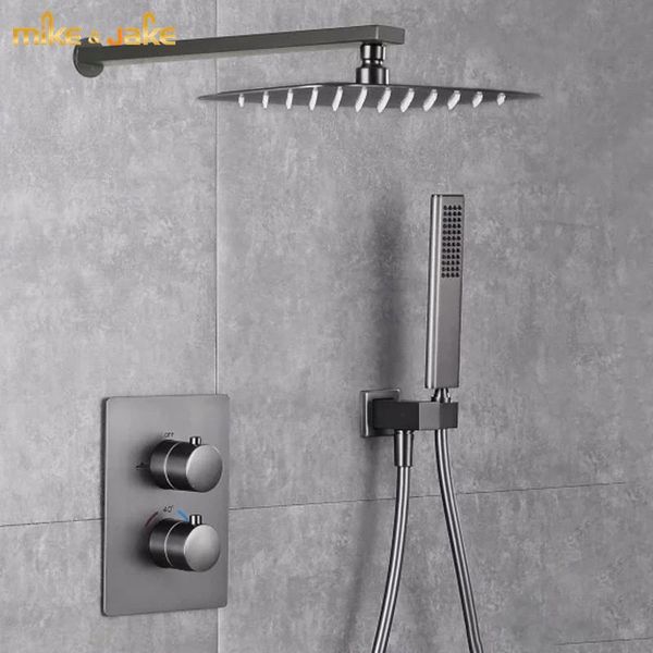 

gunmetal luxury bathroom wall shower kit gun grey bath tap type concealed constant set embedded thermostatic sets