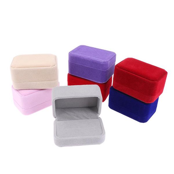 

jewelry pouches, bags 2021 luxury square velvet couple double ring box case storage organizer gift packaging portable travel wedding, Pink;blue