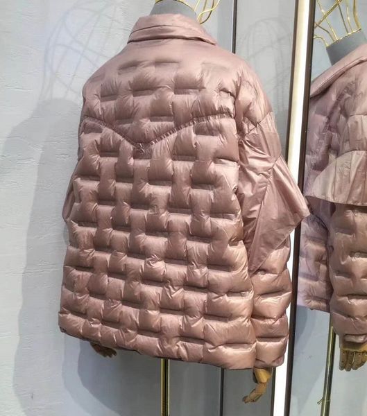 

downs winter fashion coats outerwear women turn-down collar down padded ruffle deco lon sleeve casual warm coat, Black