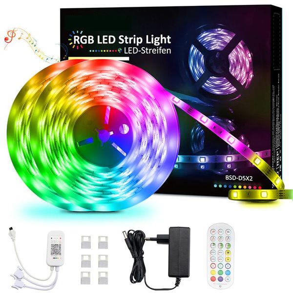 

party decoration bluetooth remote control led light waterproof rgb string smart wifi universal set 10 m 30