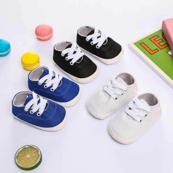 

first walkers baby lace-up soft anti-slip sole sneakers autumn classic solid color canvas shoes soled casual infant toddler
