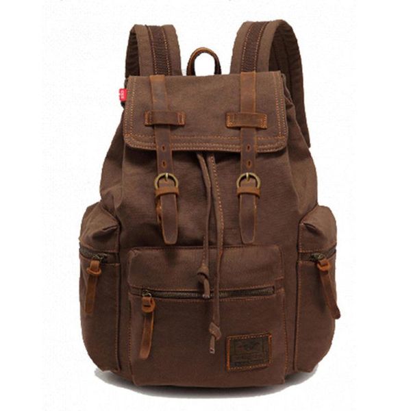

backpack fashion men's vintage canvas school bag travel bags large capacity laptop