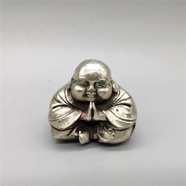 

chinese old tibetan silver fat buddha feng shui decoration, Brown