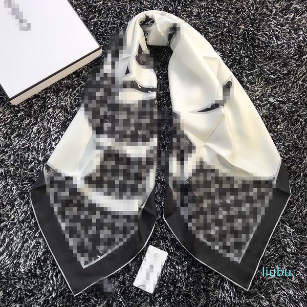 

2021 r woman silk scarf fashion letter headband brand small scarf variable headscarf accessories activity gift good 90*90cm, Blue;gray