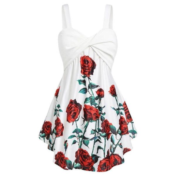 

casual dresses summer dress rose printed strappy twisted v-neck sleeveless short women robe femme women's clothing 2021, Black;gray