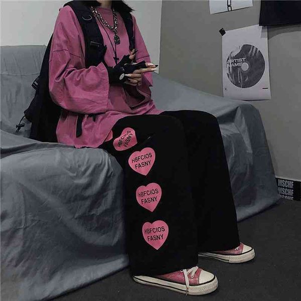 

korean style jogging wide leg sports pants women harajuku vintage y2k sweatpants fashion oversize black trousers female, Black;white