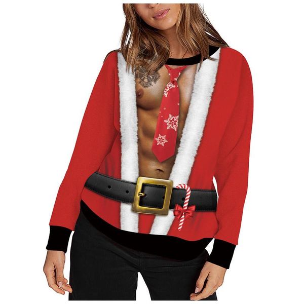 

women's hoodies & sweatshirts christmas snowman 3d hoodie o-neck long oversized pullover sweatshirt autumn blouse moletom feminin, Black